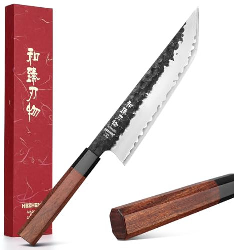 HEZHEN Coltello da Cucina Sakimaru, Coltello da Chef in Acciaio Composito Forgiato 3 Strati, Taglio di Carne, Taglio di Verdure, Manico Ottagonale in Legno