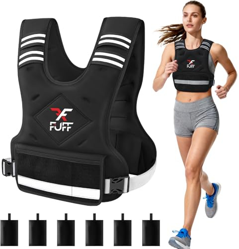 FUFF Chaleco con peso para mujer, chaleco de peso ajustable de 4 a 10 libras para mujeres y hombres, chaleco corporal de entrenamiento de fuerza femenino para caminar, correr y entrenar