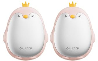 Gaiatop Lot de 2 chauffe-mains rechargeables, 3 réglages, chauffe-mains électriques portables, réutilisables, en forme de pingouin, cadeau pour femmes et hommes, camping, chasse, golf