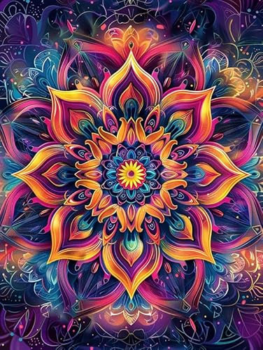 MOMAKA 5D Diamond Painting Kits Mandala-Blume,für Erwachsene, DIY Diamant Malerei Full Drill Set Glänzend, Runde Diamant Arts Craft Cross Stickerei Malerei Kits für die Home Wanddekoration 30x40cm-11