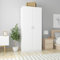 IKAYAA Armario Dormitorio con 2 Puertas, Armario de Madera Contrachapada，Armario Ropero Armarios Juvenil Diseño Moderno 90x52x200 cm Blanco