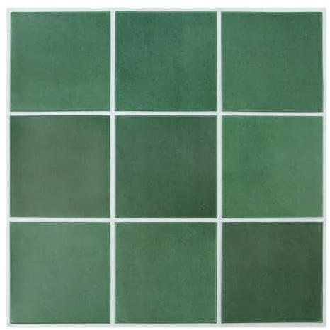 Commomy 10 Pcs Dark Green Stick on Tiles for Kitchen,11'8 x 11'8 UrltraLight PVC Square 3D Self Adhesive Wall Tiles for Bathroom, Bedroom, Living Room, RV