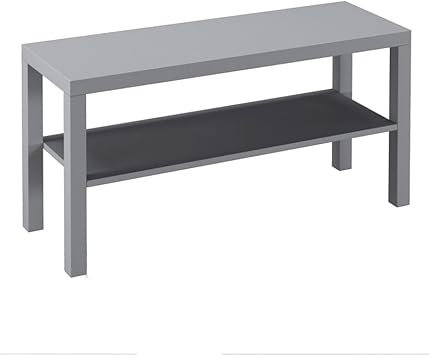 URBNLIVING 2 Tier TV Bench Entertainment Media Stand Cabinet Wooden Storage Display Unit Center Shelf, Modern TV Console Table for Living Room Bedroom - Rustic Brown, H45cm x W90cm x D30cm (Grey)