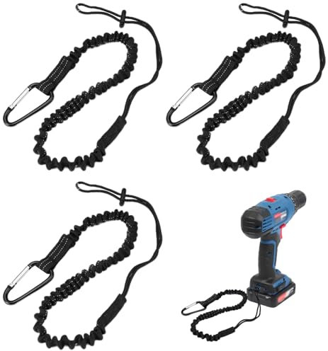 3 Piezas Cuerda de Cordón para Herramientas, Cordon de Seguridad de Trabajo en Altura con Mosquetón, 50 cm-120 cm Retractil Correa Herramientas para Construcción, Trabajos en Altura, Alpinismo