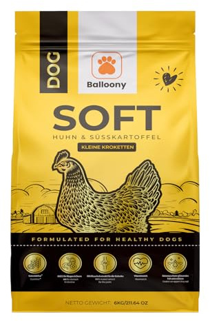 Balloony Cibo secco morbido per cani | Superfood semi-umido con pollo biologico | ricetta prebiotica con inulina di cicoria, MOS e beta-glucani | Per cani adulti (2,5 kg)