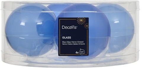 Weihnachtskugeln Glas 8cm 4 Stück - matt & glänzend transparent - Große Christbaumkugeln Weihnachtsbaumkugeln für Weihnachten - Christbaumschmuck & Weihnachtsbaumschmuck - Himmelblau transparent