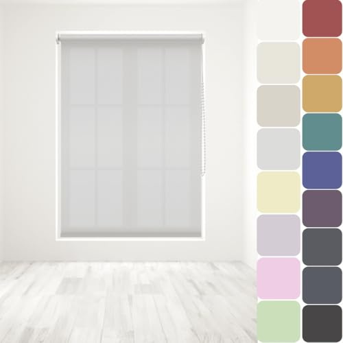 Straight Edge Dim-Out Roller Blind - Easy Fit Home Office - 210cm Width x 210cm Width Drop - Light Grey