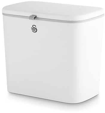 Swan 7L Kitchen Compost Caddy with Door Hanging Hook, White, SWKA4412WHT