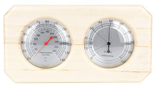 Kikumi Accessori per Sauna a Vapore Termoigrometro Termoigrometro Portatile 2 in 1 in Legno