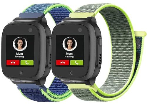 2 Bracelets en Nylon 16mm Compatibles avec Xplora X5 Play/Kidzi/XGO 2/XGO 3 | Accessoire pour Montre Connectée Enfant Confortable Etanche Ajustable Remplacement pour Filles Garçons