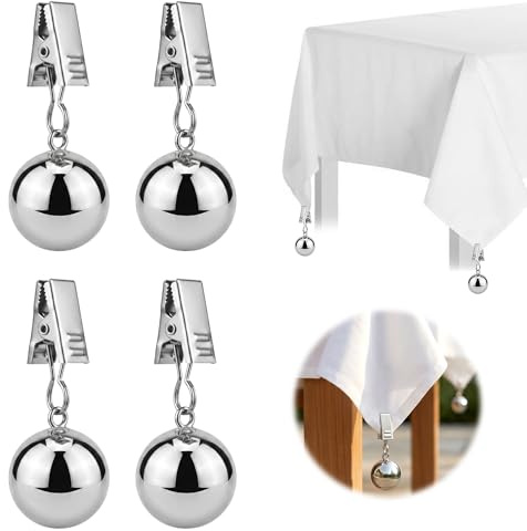4 Piezas 45g Sujeta Manteles de Mesa, Pesos para Mantel con Clips