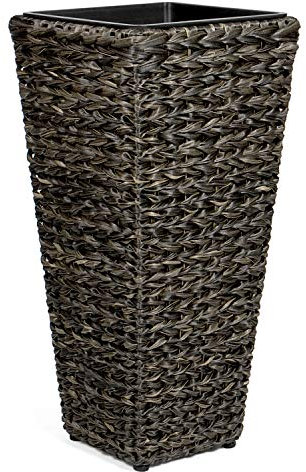 Vanage Kunststoff Pflanzkübel in schwarz - Blumenkübel für drinnen und draußen - Blumentopf für Blumen und Pflanzen - Pflanzenkübel perfekt für Garten, Terrasse und Balkon geeignet