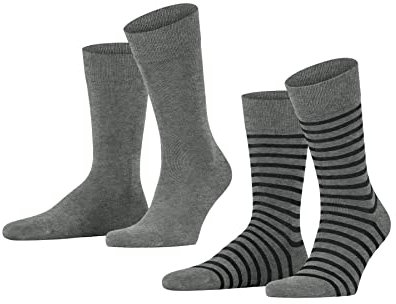ESPRIT Herren Socken Fine Stripe Multipack M So Baumwolle gemustert 2 Paar, Grau Light Grey 3400, 43-46
