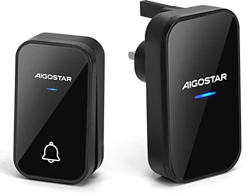 Aigostar Wireless Doorbell, Self-Powered Door Bells Wireless Cordless, No Battery Required Plug in Doorbell, Waterproof Door Chimes & Bells for Front Door with 500ft Range, 36 Chimes, 3-Level Volume