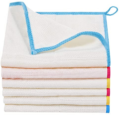 Lanjue 6 Pieces Dish Cloths 25 * 25cm, 3 Colors Kitchen Cloth Reusable Dish Rags Tea Towels Housework Cleaning for Washing Up