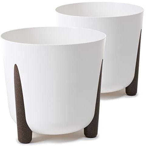 Tymar Blumentopf mit Füßen, 2er-Pack, Runde Form, Übertopf ((2pack) Weiß, ø 30 cm)