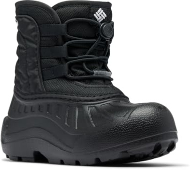 Columbia Unisex Kids' Powderbug Snowlite Lace Boot, Black/White, 7