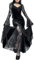 XKBHYD Women Gothic Fairy Maxi Dress Vintage Long Sleeve Velvet Dresses Alt Slim Fit Long Dress Harajuku Witchy Dress Black