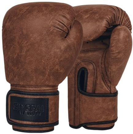 LOVIVER Gants de Boxe pour Hommes et Femmes, Gants d'entraînement de Boxe en Cuir PU, Gants de Frappe Confortables, Gants de Sparring pour Exercices MMA, Marron 12 Oz