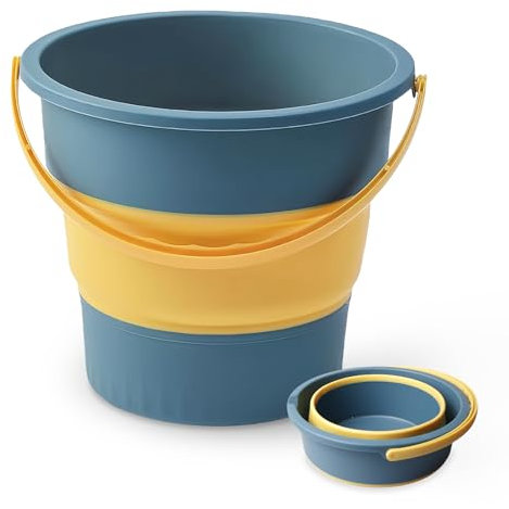 Cubo plegable de 10 L, cubo de plástico plegable, cubo de limpieza portátil, cubo plegable con asa, cubo plegable de silicona, cubo de limpieza para coche, cubo de agua para exteriores, camping, pesca