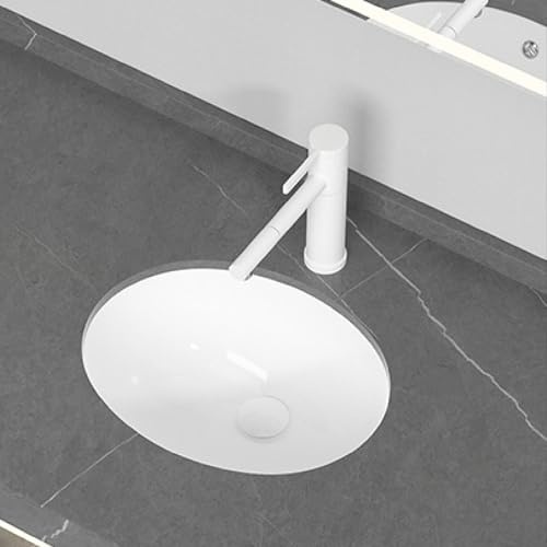 Bathroom Vessel Sink Undercounter Wash Basin Easy to Clean Scratch to Resistant Sink Ceramic Washbasin for Small Apartment Home Hotel Restaurant RV Kitchen Powder Rooms (White