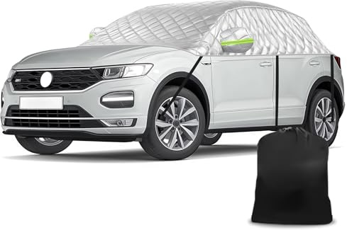 Halbgarage für VW T-ROC 2017-2025, Halbe Autoabdeckung Winter Sommer, Abdeckplane Auto Schutz vor Schnee Frost und Hagel