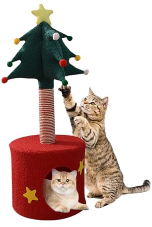Centro attività per gatti - Torre a forma di albero di Natale, riposo, gratta e gratta e spazio gioco interattivo | Mobili animali domestici gattini, decorazione per la casa, celebrazione