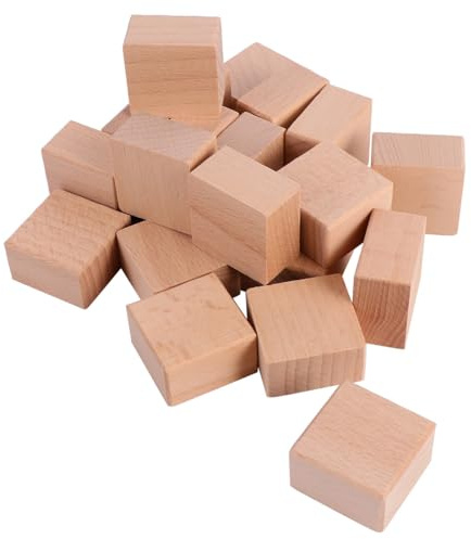 JOINPAYA 20 Blocs pour Tampons en Bois Dur Vierges 35X35X20 MM Carrés en Hêtre et Bouleau Lot de 20 Pièces pour Scrapbooking DIY et Loisirs Créatifs Supports Personnalisables sans