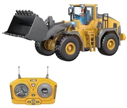 Generisch 2025 Camión de excavadora teledirigido con iluminación realista efectos de sonido para acciones completas en obras en niños (amarillo, 28 x 11,5 cm)