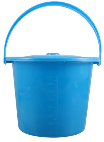 Veemoon Cubo de Inodoro con Asa y Tapa, Urinario de Plástico 3000 Ml con Escala de Medición, Resistente y Anti-fugas para Hospital, Atención Domiciliaria y Uso Junto Cama