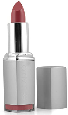 Palladio Herbal Lipstick, Rich Pigmented and Creamy, Infused with Aloe Vera, Chamomile & Ginseng, Prevents Lips from Drying, Combats Fine Lines, Long Lasting Lipstick, Rose Bud