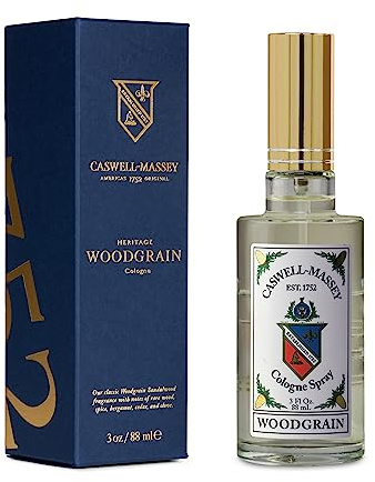 Caswell-Massey Woodgrain Sandalwood Gold Cap Cologne, Richly Sensual Santalum Album Men’s Cologne with Cedary and Hints of Citrusy Musk, 3 Fl Oz