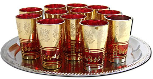Glass Ware 12x Teegläser Marokko orientalische Teegläser Gold