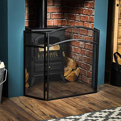 Fire Vida Milton Fire Screen Spark Guard Arched, Black