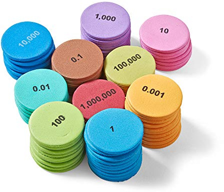 hand2mind Soft Foam Place Value Disks 10 Values, Counting Chips for Kids, Math Counters Kindergarten, Math Teacher Supplies, Base 10 Math Manipulatives for Elementary School (Pack of 875)