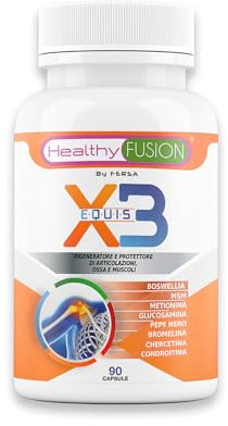 Healthy Fusion X3 Curcuma con Glucosamina, Condroitina e Collagene | Potente Anti-Infiammatorio e Antidolorifico Naturale | Elimina i Dolori Muscolari | Articolazioni e Ossa 90 Capsule