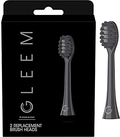 GLEEM Toothbrush Replacement Brush Heads Refill, Black, 2 Count