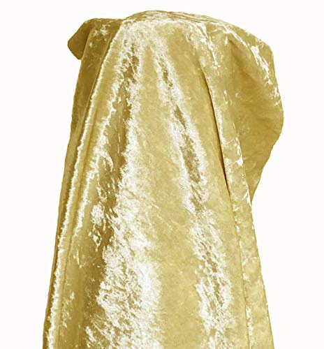 A-Express Premium Glitz mjukt krossat sammetstyg material gardiner kudde klädtillverkning klädsel 140 cm bred med baksida – 2 meter 200 cm x 140 cm guld