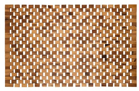 PANA®ECO Badematte Holz • Fußmatte 100% Akazienholz • Badvorleger Holz rutschfest • Holzmatte aus Echtholz • Natürlicher Badvorleger • Fußmatte Natur • Größe: 60 x 100 cm