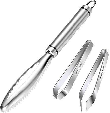 LEEWYOU Squama Pesce in Acciaio,Raschietto Pesce Pulizia Pesce Squamatore Pesce Raschietto per Squame di Pesce Acciaio Inossidabile Raschietto Professionale per Pesci Rimuovi Rapidamente Bilancia