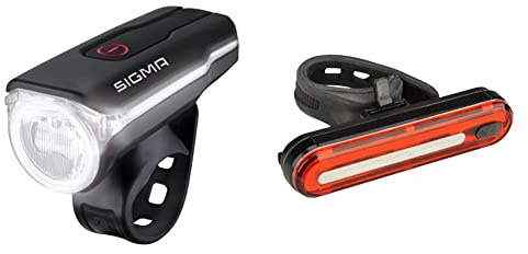 SIGMA SPORT Fahrradbeleuchtung Aura 60 USB, 60 LUX, Frontlicht, StVZO zugelassen, 3 Leuchtmodi & Fischer Fahrrad LED Akku-Stableuchte, 50 LEDs, Rücklicht, mit Akku und USB-Ladefunktion