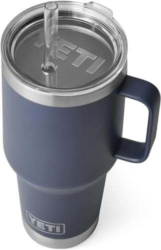 YETI Rambler Trinkbecher Mit Trinkhalmdeckel, Navy, 35 oz (1 l)