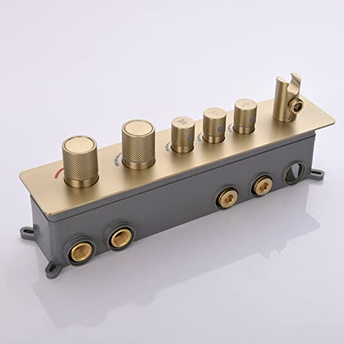 Boyuan Unterputz Thermostat Duscharmatur 3 Funktionen Mischbatterie Dusche Brausebatterie, 40°C Duschthermostat Messing Brausethermostat, Duscharmaturen Mit Brausehalter