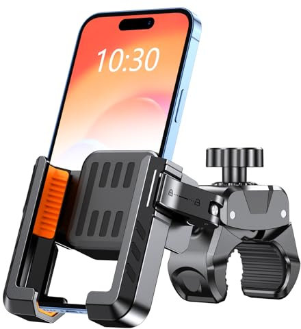 Rolgno Bike Phone Holder, [Unobstructed Lens] Motorcycle Phone Mount, [Super Sturdy] Phone Holder for Bike, Compatible with iPhone 17/16/15 Pro Max/S25 Ultra and More 4.7”-7” Cell Phones Cycling Stand