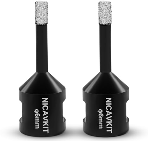 NICAVKIT 2Pcs 6mm Diamant Fliesenbohrer, M14 Diamant Lochsäge Bohrkrone, Diamantbohrer für Porzellan Fliese Granit Marmor Fliesen Bohren