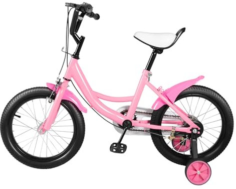 16 Zoll Kinderfahrrad 5-8 Jahre Jungen Fahrrad mit Stützrädern höhenverstellbar Mädchen/Junge Geschenk Fahrrad (Pink)