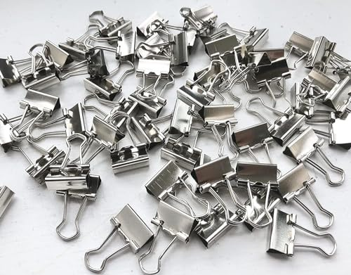 19mm Silver Metal Binder Foldback Clips Bulldog/Paper Clips/Binder Clips File Paper Money Receipts File Clamps, Planner Organiser Office, Store, Kitchen Multifunction Pcs (40)