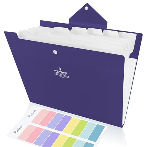 Dokumentenmappe A4 Mit 8 Fächer, Ordnersystem Document Folder Mit Druckknopf, Zum Abheften Ordnungsmappe Pultordner Mit Gummizug für Schule Bürobedarf (Blau)