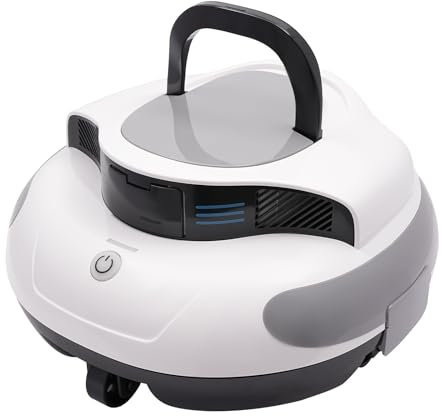 Cordless Robotic Pool Vacuum, Robotic Pool Cleaner for above Ground/In-ground Pools, Wireless Wall Climbing Pool Cleaning Robot, 5000mAh Battery Lasts 100 Mins, Self-Parking
