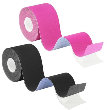 KEQAR Tape, 2 rotoli professionale sportivo impermeabile ed elastico, amico della pelle per supporto muscolare e dolori al ginocchio, spalla gomito, nastro cerotto taping